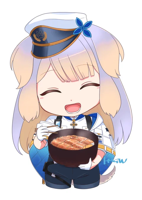 ふたごじまくんのフラスタにて、あなご丼を楽しむ栞葉さんを描かせていただきました!ありがとうございます～ 素敵なフラスタにイラストを添えさせていただけてハッピーでございました!! いつか長い御御足・つま先まで描いてみたいな～ #SitR広島 #栞葉書