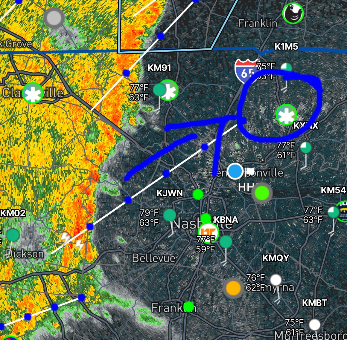 If you have the RadarOmega app, you can find our Weather Cam (circled), you will be able to see some distant lightning.