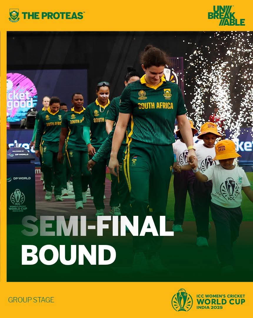 ATM Congratulates The Proteas Women's Team For Reaching The Semi Finals Of The 2025 ICC Women's Cricket Wolrd Cup.

Bring It Home Ladies!