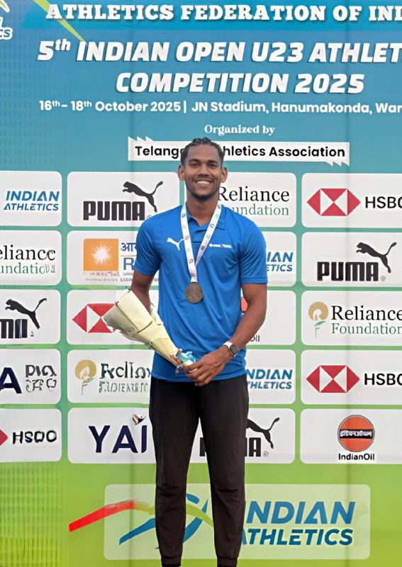Naveen_Odisha's tweet image. Congratulate Dondapati Jayaram on securing Gold in both Men's 100m and 200m at the Indian Open U-23 Athletics Competition 2025. May he continue his brilliant form and win more accolades. Best Wishes. #OdishaForSports