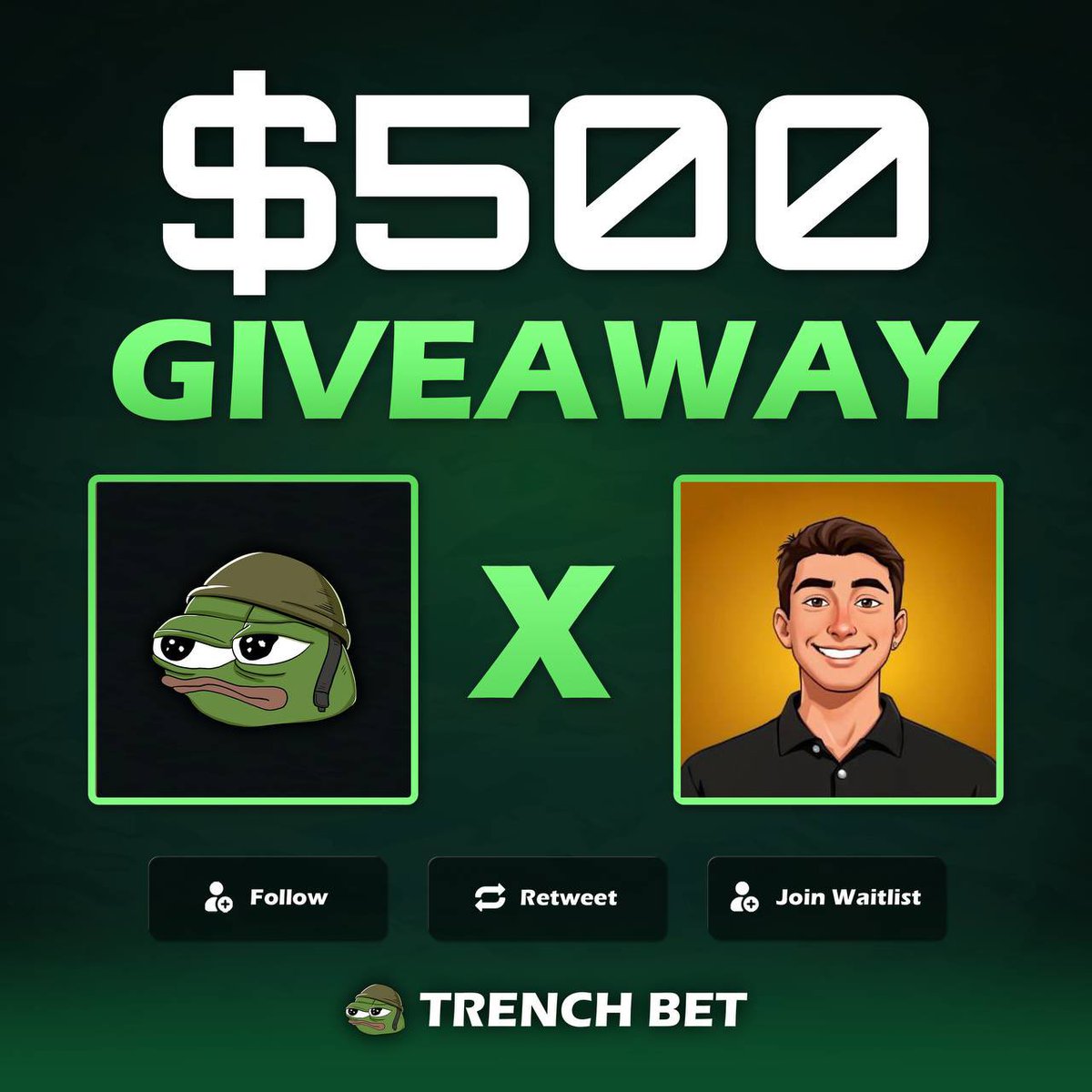 Colewherld (@colewherld) on Twitter photo $500 GIVEAWAY! (10 winners, $50 each)
1. Follow <a href="/trenchbet/">TRENCH BET</a>
2. Like & RT
3. Drop SOL address
4. Sign up (trenchbet.com/r/colewherld) (comment proof below)
5. Tag 3 friends
Winners chosen in 48 hours!
Good luck! $500 GIVEAWAY! (10 winners, $50 each)
1. Follow <a href="/trenchbet/">TRENCH BET</a>
2. Like & RT
3. Drop SOL address
4. Sign up (trenchbet.com/r/colewherld) (comment proof below)
5. Tag 3 friends
Winners chosen in 48 hours!
Good luck!