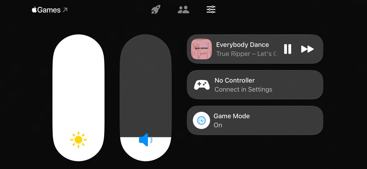 コントロールセンター上ではしっかりAirPodsのマークになってるのに、Game Modeの画面だと普通の音量🔈マークなんだね笑