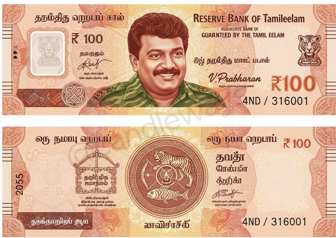 நம் தேசிய தலைவரின் மாபெரும் கனவு சுதந்திர தமிழீழ குடியரசின் மாதிரி பணம் ❤️🔥 எனது கற்பனையில் 🙏 

தலைவா நிறைவேற்றி காட்டுவோம் உறுதியாக 💯 
#தமிழினத்தலைவர்