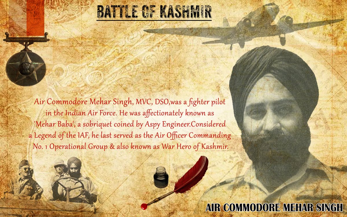 Mehar Baba’ - a name synonymous with courage, leadership, and valour. Air Commodore Mehar Singh’s contributions to the Battle of Kashmir in 1947 make him a true national hero. #IndoPakWar1947 #IAFHistory #MahavirChakra #BudgamDay #ShouryaDiwas