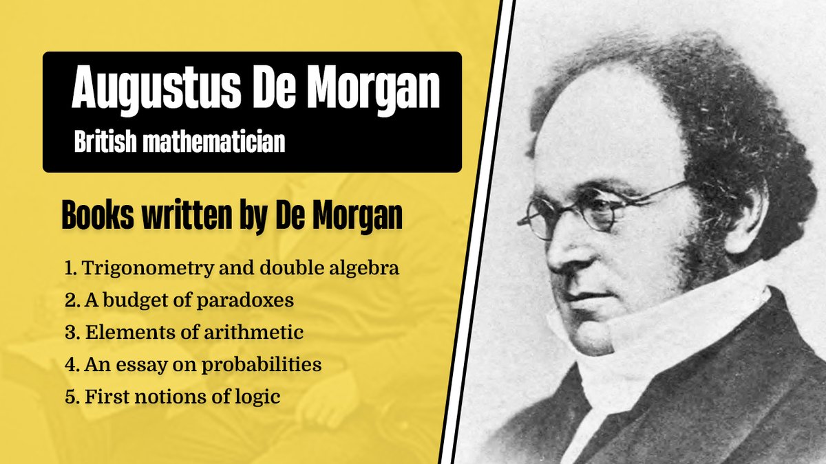 vedicmathschool's tweet image. Born in Madurai 🇮🇳, remembered in Britain 🇬🇧
Augustus De Morgan (1806–1871) redefined logic &amp;amp; algebra.
His works? Formal Logic, Essay on Probabilities, Elements of Arithmetic &amp;amp; more.

 #MathHistory #DeMorgan #STEMIcons vedicmathschool.org/augustus-de-mo…