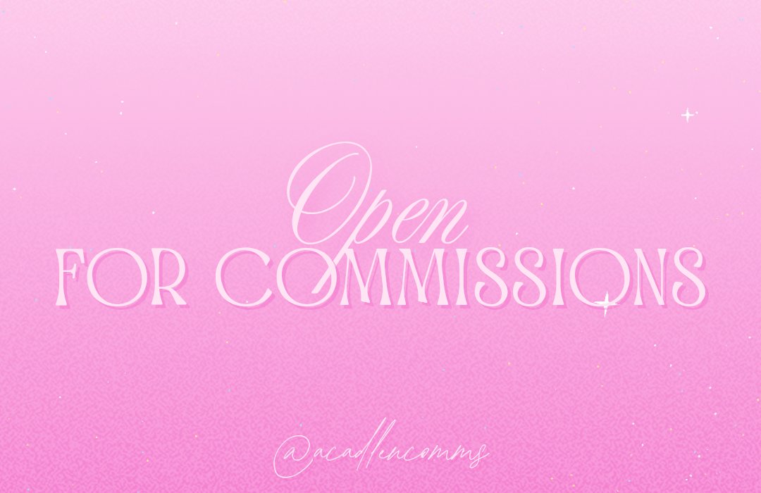 acadlencomms's tweet image. ꒰ 🔅 ꒱ 10/19 — 𝒐𝒑𝒆𝒏 𝒇𝒐𝒓 𝒄𝒐𝒎𝒎𝒊𝒔𝒔𝒊𝒐𝒏𝒔.ᐟ
I'm open for rush/non-rush commissions, both light and heavy tasks. Please read my terms and conditions first which can be found in my pinned post before inquiring. See you in the DMs! 💌✨