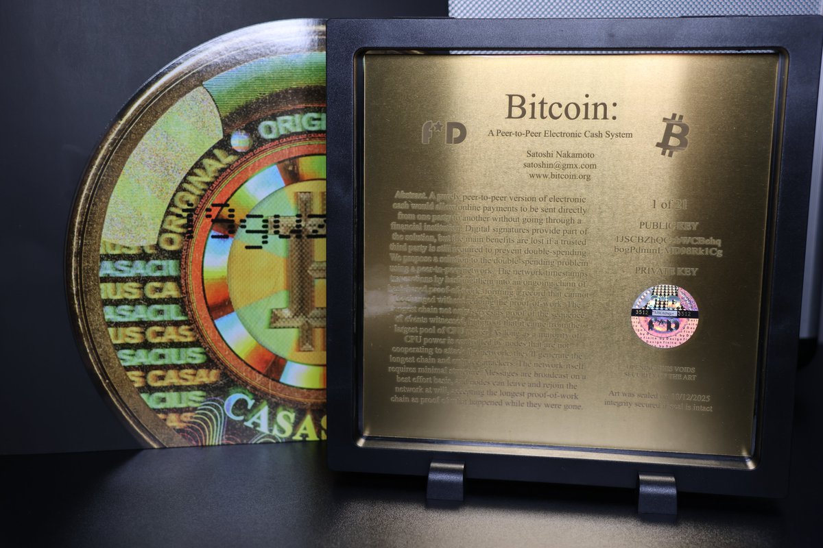 Eyellusive's tweet image. Finite by Design — The White Paper: Engraved in Brass | Limited Edition #1/21 🔥

#FinitebyDesign #PhysicalCrypto #Bitcoin #VaultedTimeCapsule