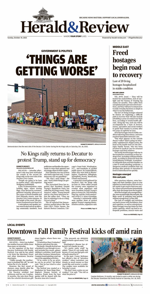 heraldandreview's tweet image. Take a look at Sunday’s Herald &amp;amp; Review e-edition front page. To learn more about our digital subscriptions, go to herald-review.com/members/join?u… . Unlock all our digital content and support local journalism. #SupportLocalJournalism