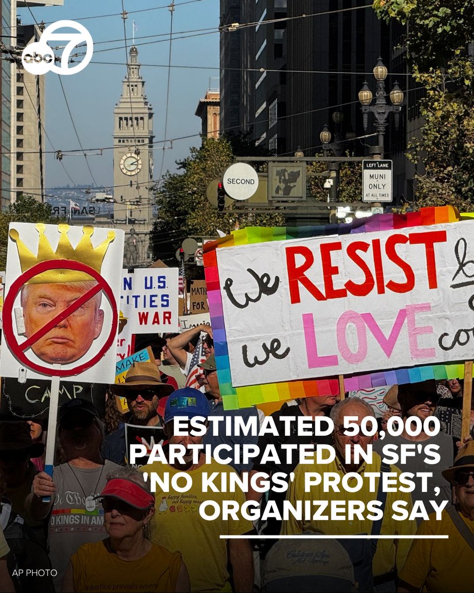 Tens of thousands of demonstrators filled the streets across the Bay Area, part of a "No Kings" rally to protest policies by the Trump Administration. The largest gathering, by far, was in San Francisco. “This is history in the making. I feel honored to be here with my son. The