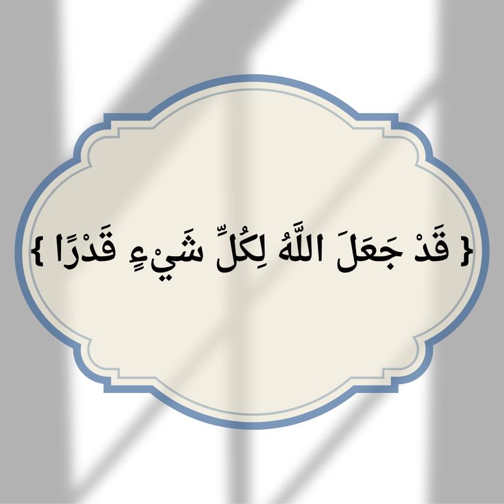 قَدْ جَعَلَ اللَّهُ لِكُلِّ شَيْءٍ قَدْرًا💙..