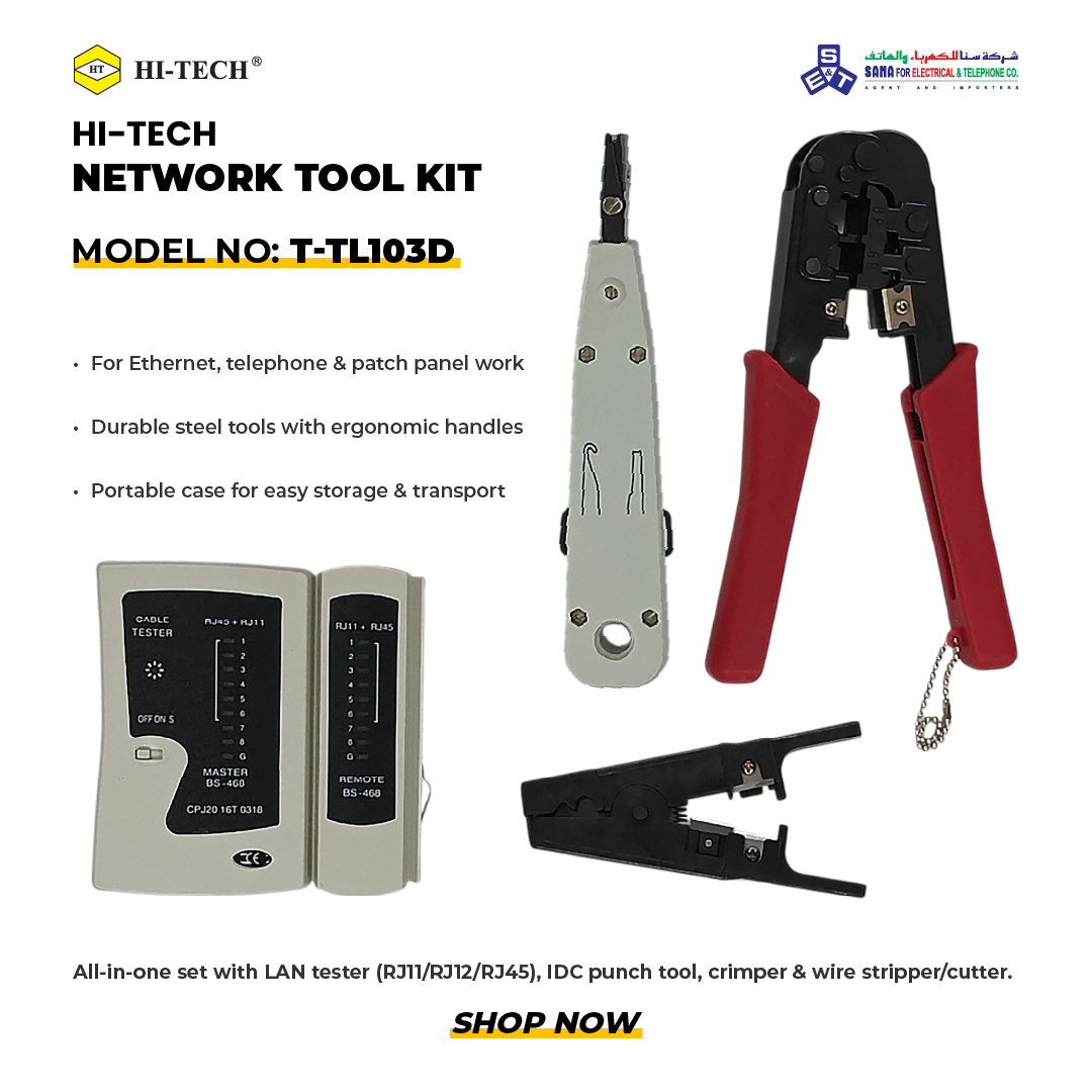 Sanaco_sa's tweet image. All-in-one solution for network professionals👷– the   HI-TECH Network Tool Kit.
 
🛒Shop now: sanaco.com.sa/product/hi-tec…
 
#NetworkingTools #NetworkKit #CableManagement