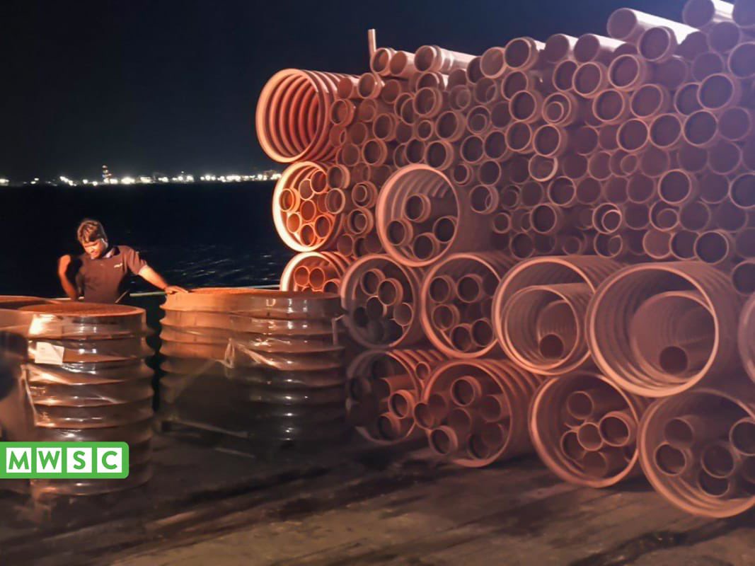 MWSC_Official's tweet photo. L. Gan, Thundi Sewerage Project and L. Kunahandhoo Water &amp; Sewerage Project: Materials for the sewer network and civil works have been dispatched to the project sites.
#MWSCAsaasee https://t.co/yFL7rUuBfh