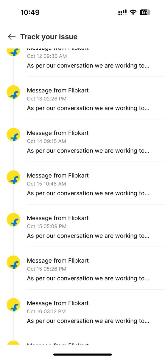 BurhanAijaz5's tweet photo. @FlipkartSupport I ordered a laptop in Big Billion Days (Order ID: OD335541467722914100) — delivery was due 11 Oct, still not received! Every day I’m told “wait 24–48 hrs” with no update. Please resolve urgently or I’ll file a complaint aganist you.
#FlipkartBigBillionDays https://t.co/nZd6HHRSUH