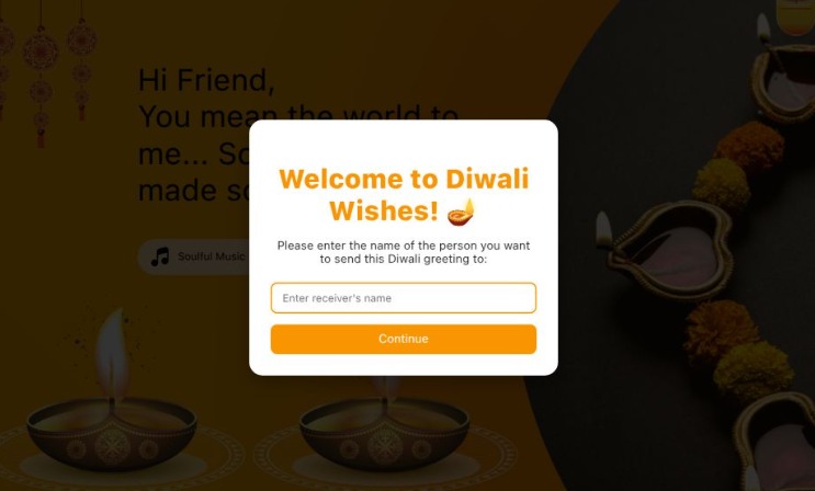 coder_nandan's tweet image. Happy Diwali! Wishing you prosperity and smiles always
This Gift frome me🎉
diwali-wish-nine.vercel.app/?sender=Nandan
