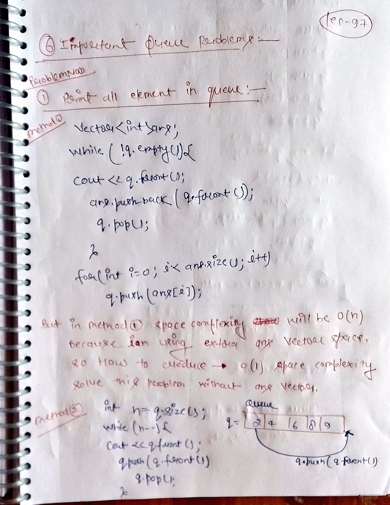 programmersatya's tweet image. 💡 Day 14 of #100DaysOfDSA
✅ Print all element in queue
✅️ Reverse first K element
✅️Time needed to buy tickets
I’m currently learning Data Structures & Algorithms in C++ from the CoderArmy YouTube channel with Rohit Negi brother - an amazing mentor
#100DaysOfCode #DSA
