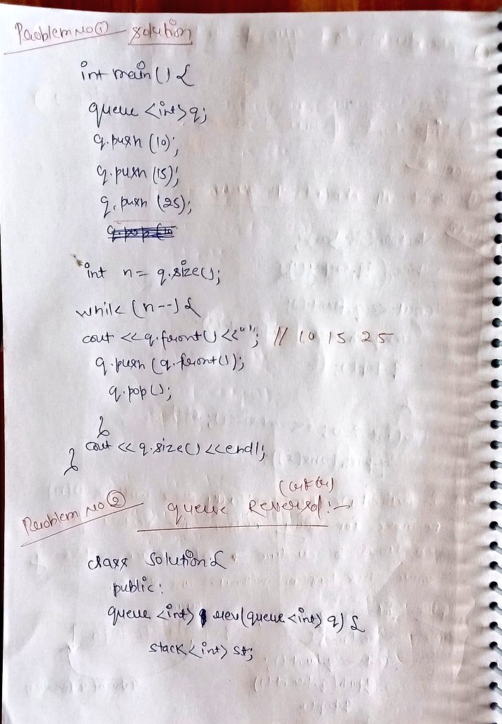 programmersatya's tweet image. 💡 Day 14 of #100DaysOfDSA
✅ Print all element in queue
✅️ Reverse first K element
✅️Time needed to buy tickets
I’m currently learning Data Structures & Algorithms in C++ from the CoderArmy YouTube channel with Rohit Negi brother - an amazing mentor
#100DaysOfCode #DSA