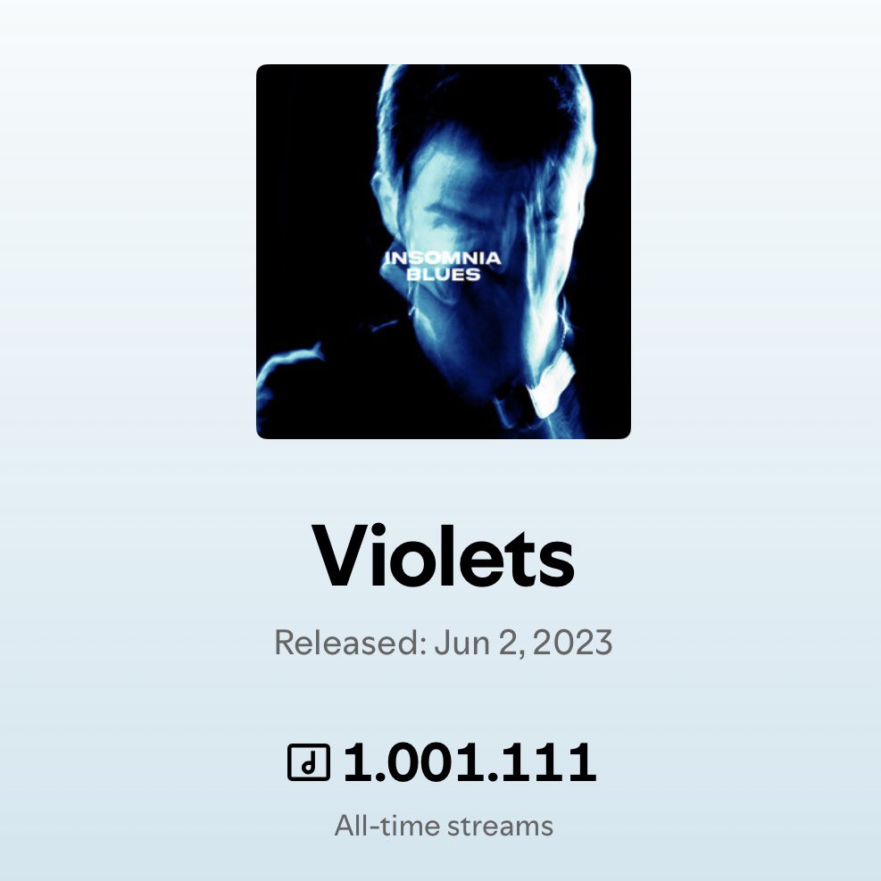 Violets just hit 1 MILLION streams on spotify. no pr, no label, just a synth and a dream. thank you to everyone who listened 🐇 <a href="/spotify/">Spotify</a> <a href="/SpotifyCanada/">Spotify Canada</a> open.spotify.com/track/5hEb4kKa…
