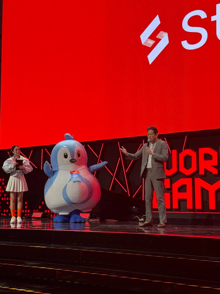 staika_official's tweet photo. Happening NOW at @gamescomasia: 

Staika CEO, Nuk Charoenpit is on stage unveiling the future of Staika. If you're in the building, join us! ✨

This is the alpha 🧡

#StaikaAtGCAxTGS2025
#DefenGo
#gazaGO
#GCAxTGS2025 https://t.co/SK52jdBuoW