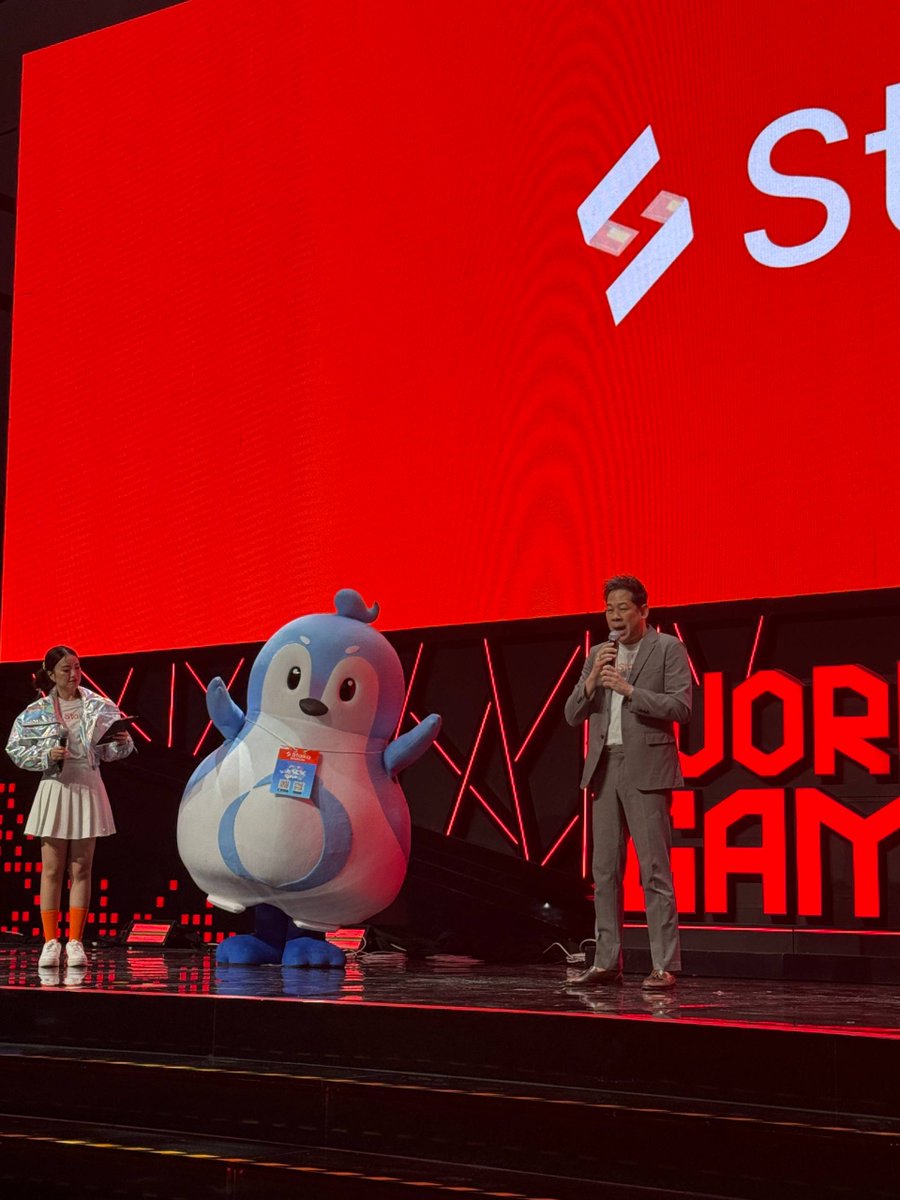 staika_official's tweet photo. Happening NOW at @gamescomasia: 

Staika CEO, Nuk Charoenpit is on stage unveiling the future of Staika. If you're in the building, join us! ✨

This is the alpha 🧡

#StaikaAtGCAxTGS2025
#DefenGo
#gazaGO
#GCAxTGS2025 https://t.co/SK52jdBuoW