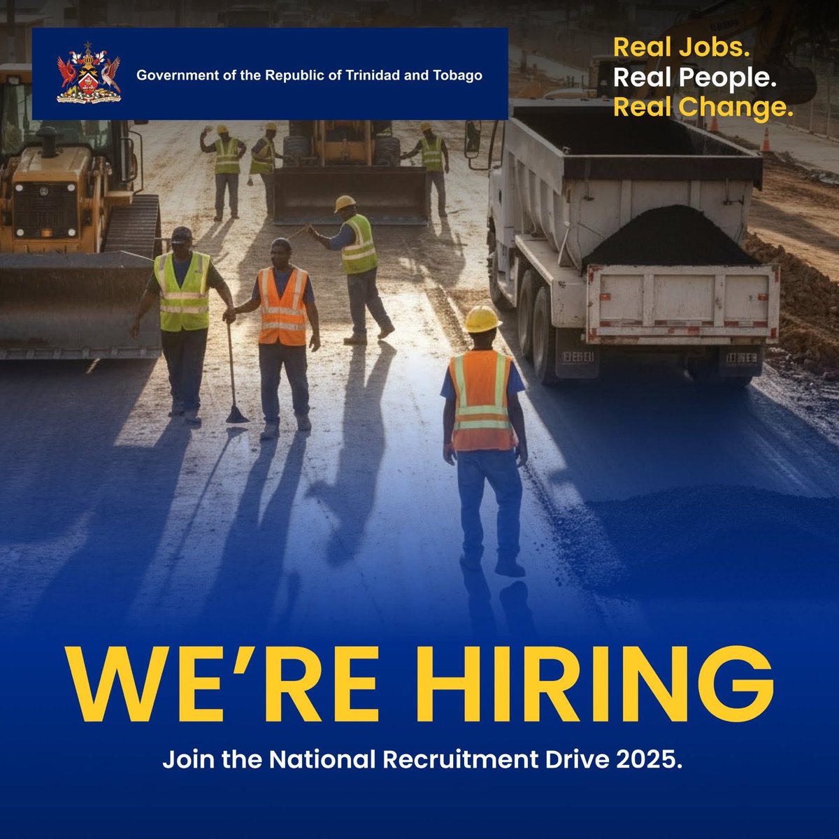 KhaleemTAli's tweet photo. Govt launches National Recruitment:

Over 20,000+ positions from skilled trades to administration, every role matters in building a stronger Trinidad &amp; Tobago.

👉 Visit https://t.co/N8mtDl0H9S or register at National Recruitment Drive 2025 events nationwide.

APPLY! https://t.co/F9GFIfOFlv