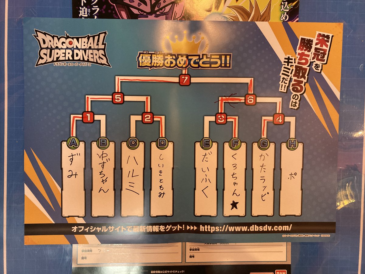 大会結果】 本日開催された #ドラゴンボールスーパーダイバーズ の大会