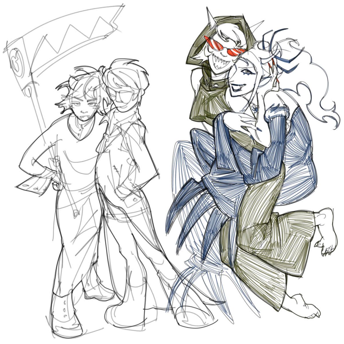 JJvumin's tweet image. Yo, I literally just made Souleaterstuck art a few days ago wwtf, and the davekat -soul maka parallel too, how can you read my mind??? Its uncanny