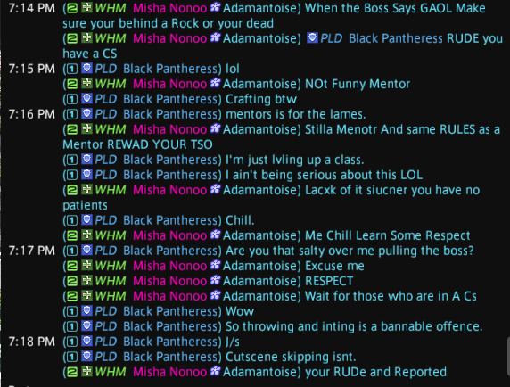 EmireEffect's tweet photo. Someone got mad at me for skipping cutscene and pulling the boss early. The player who got upset was not a sprout or a returner. They have several max level jobs, current relic weapon and I think a piece of a savage gear. Point being: they're not new. #FFXIV https://t.co/QB1vKB8HuR