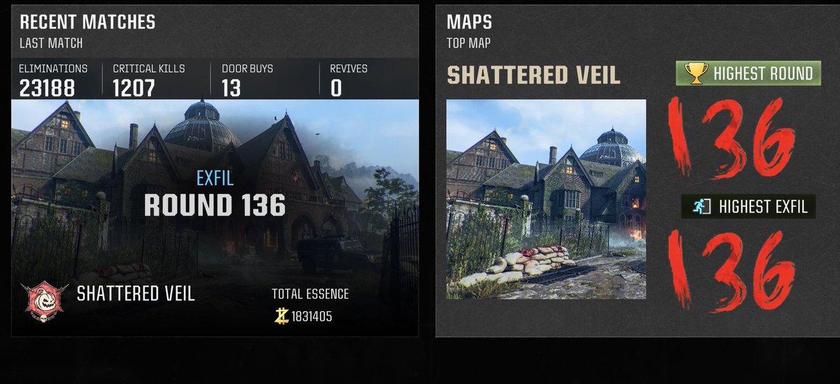 Round 100 on Shattered Veil x2 in the Haunted Havoc game mode 

No downs till round 110. 

Made it to round 136. 

Highest round ever for me. 

<a href="/Treyarch/">Treyarch</a> <a href="/CallofDuty/">Call of Duty</a> 

#CallofDuty #BlackOps6 #blackops6zombies #CallOfDutyZombies