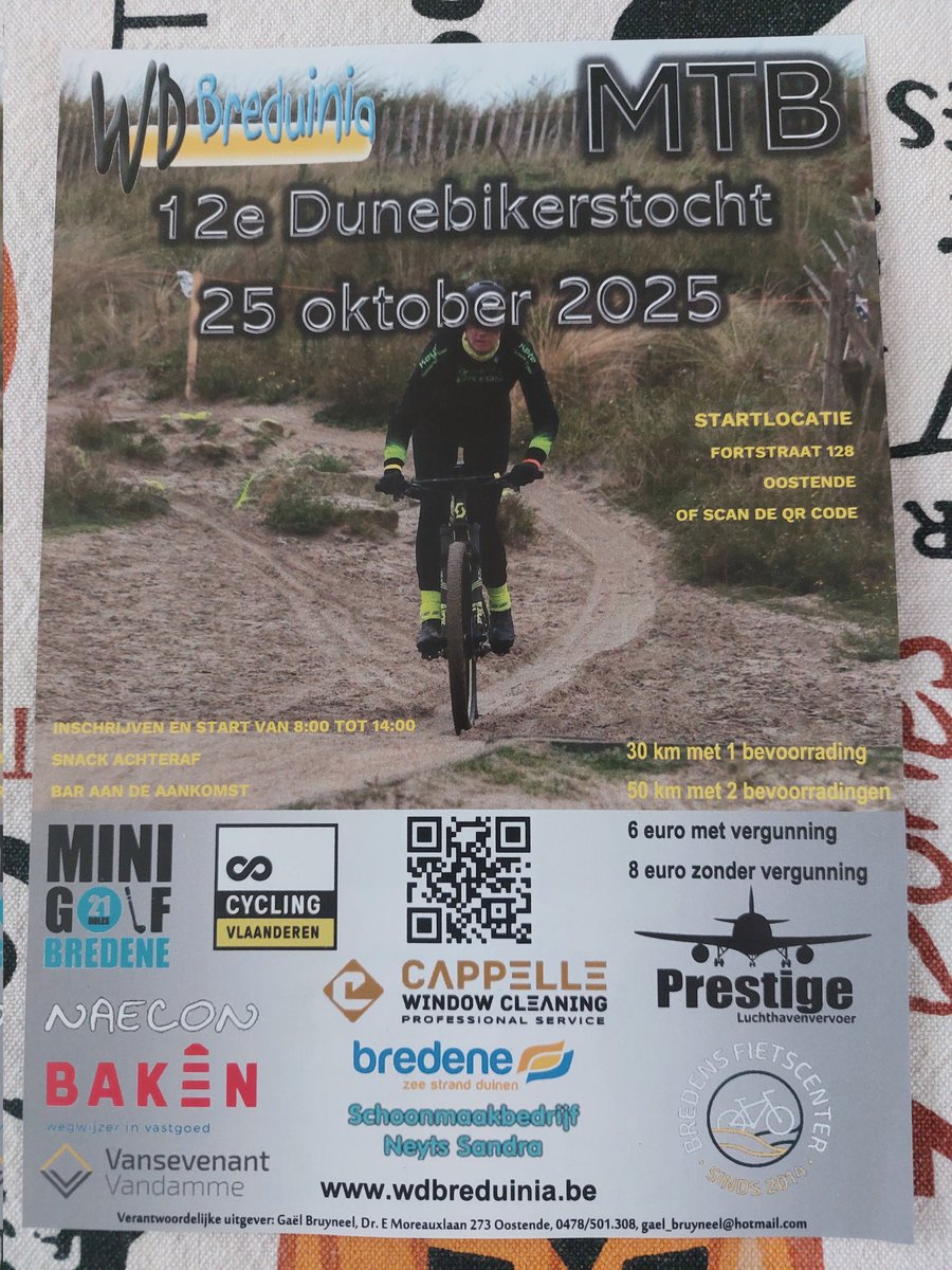 WDBreduinia's tweet photo. D-7. Volgende week. #Dunebikerstocht. Hou ons in de gaten. Ondertussen flyeren we doorheen de provincie. We zie jullie op 25 oktober. https://t.co/t45ZgUM0gL