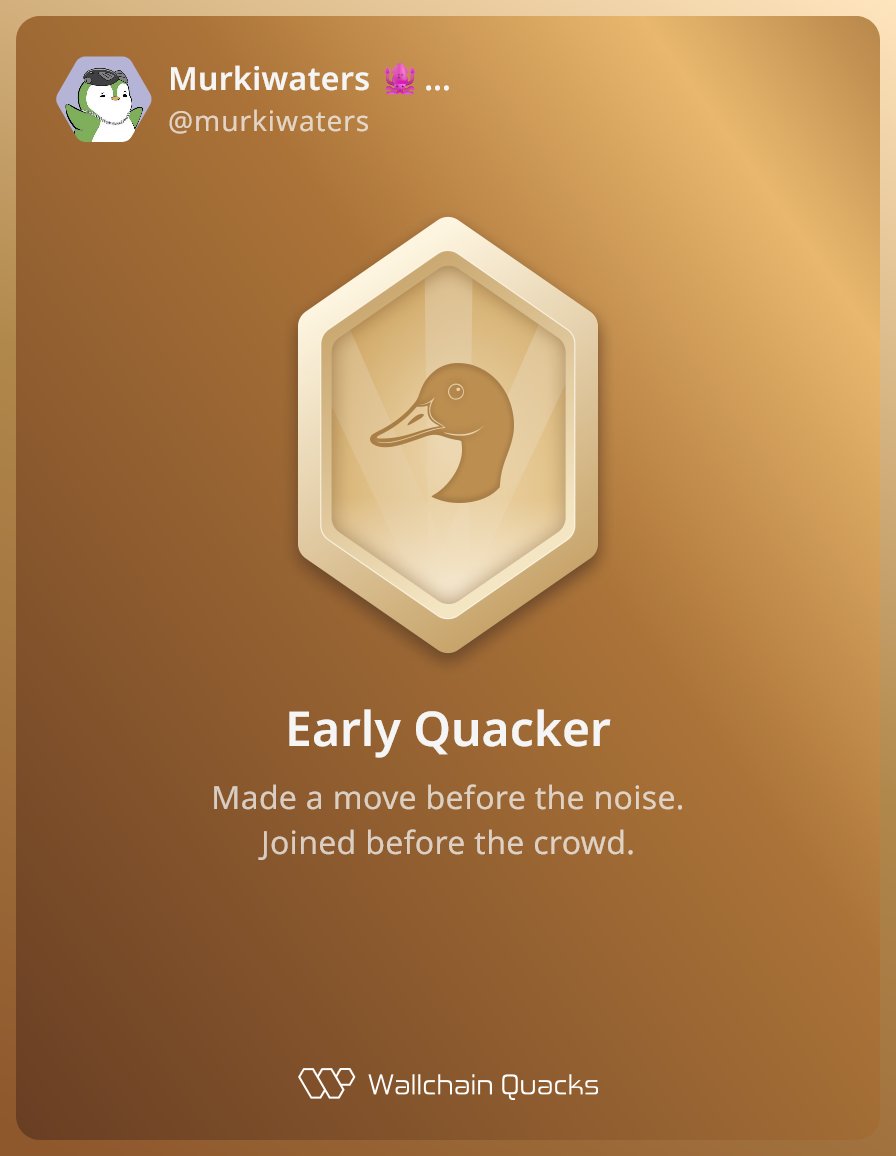 Pretty dead weekend on crypto. Lots of people are still recovering.

But activity on <a href="/wallchain_xyz/">Wallchain Quacks</a> is heating up.

People are quacking hard after the NFT announcement. Will this badge help? Might need others.

I'm working mainly on idOS. Its approach to digital identities sets