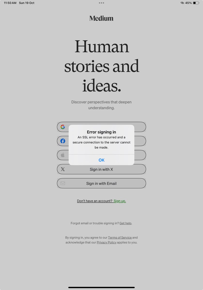 sidshanker's tweet photo. @Medium is there an issue? I am unable to login. Pls see the photos https://t.co/EXbwjHWCEh