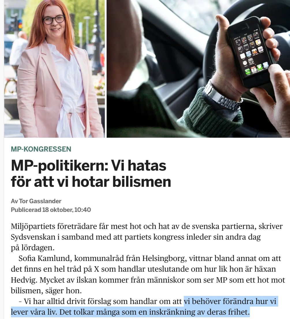 Folk är ju för konstiga. De tror att Mp:s maniska förbudspolitik leder till mindre frihet. När det egentligen bara handlar om att miljöpartisterna vill att folk ska vara fullt fria att leva sina liv exakt som miljöpartisterna vill.