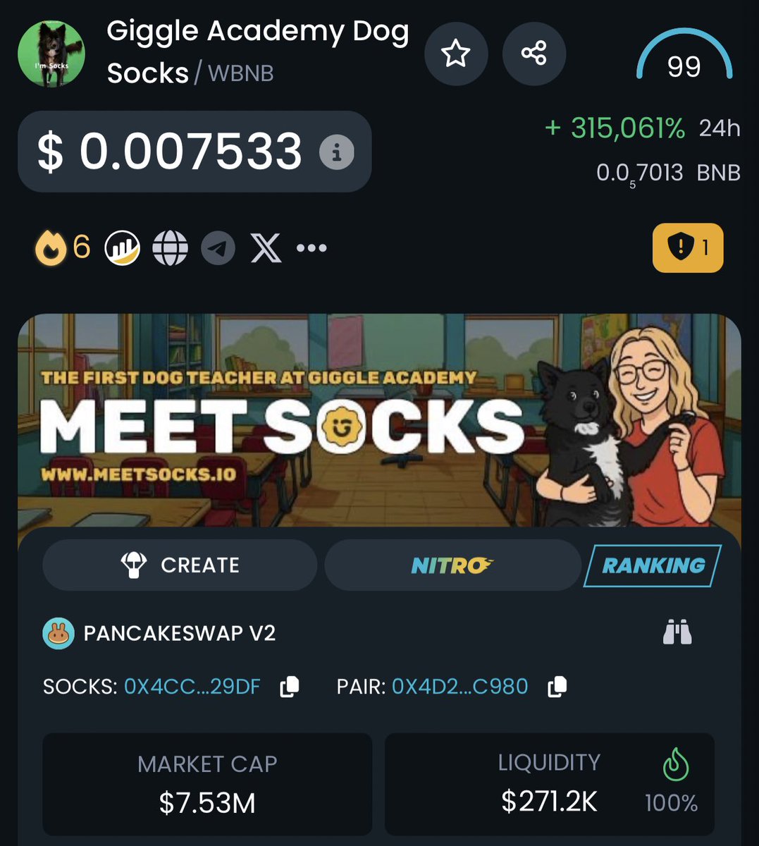 KAPOTHEGOAT01's tweet photo. So some SCAMMERS and FARMERS launched a PVP cabal vamp of $SOCKS. 

DO NOT BUY. DUMP IT IF YOU BOUGHT. 

They stole the original graphics which our community created and stole the @SocksgiggleOG banner which is linked to CTO SOCKS official website AND CA (as shown in the image) 

COMMUNITY FIRST. As @anndylian @cz_binance say that’s the key to a great meme 

SEND THE CABAL VERSION TO ZERO 

ONLY BUY OG CTO OF $SOCKS : 0xc5a0873e7f272b33fe274e735e1f2b86d1d54444