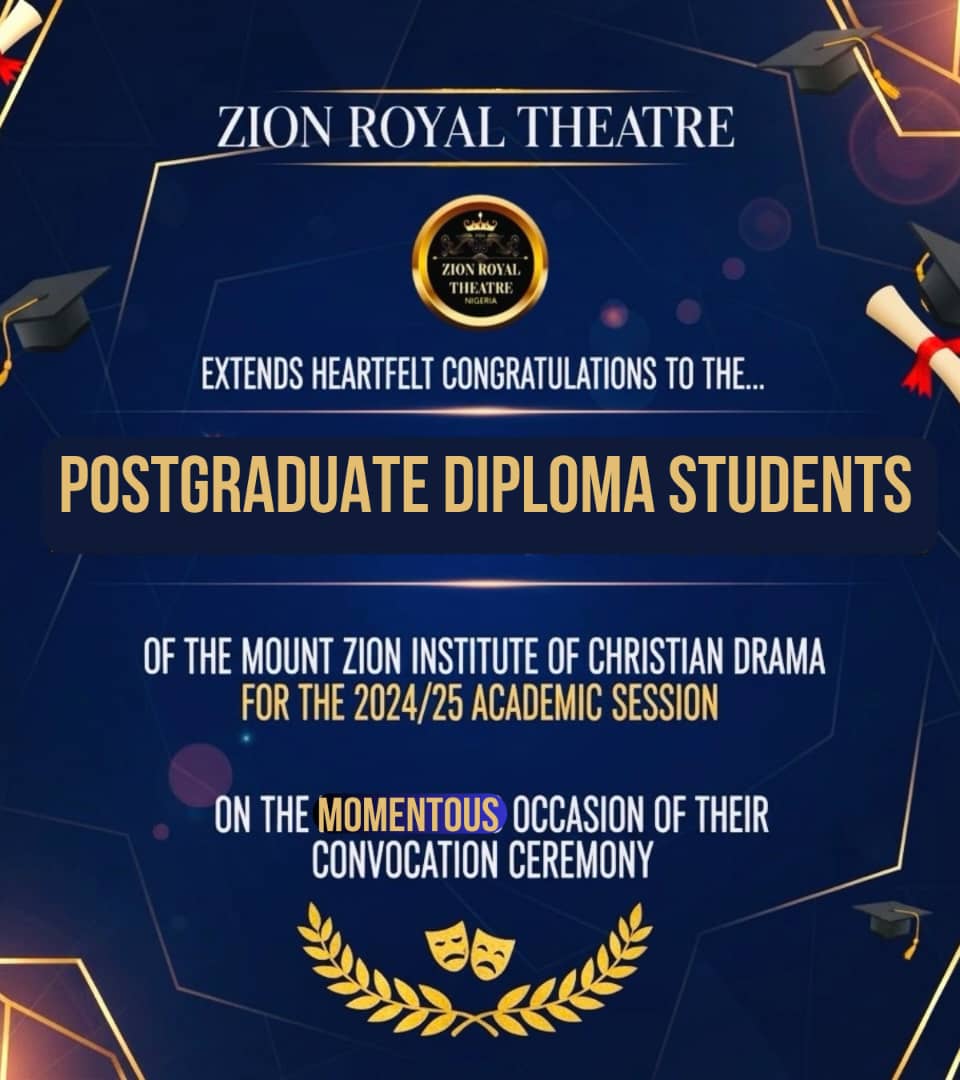 On the 9th of October,  the Mount Zion Institute of Christian Drama graduated 31 Post Graduate Diploma Students in Theatre Arts (Christian Drama). This would be the 2nd Batch of PGD Students being convoked by the Institute. We are excited looking forward to what the future has.