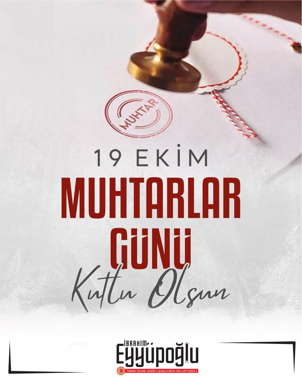 Demokrasimizin en önemli yapı taşlarından biri olan tüm muhtarlarımızın 19 #Ekim Muhtarlar Günü’nü yürekten kutluyorum.

81 ilimizde milletimizin ihtiyaçlarına en yakın noktada görev yapan, devlet ile vatandaş arasındaki köprü vazifesini büyük bir özveriyle sürdüren tüm