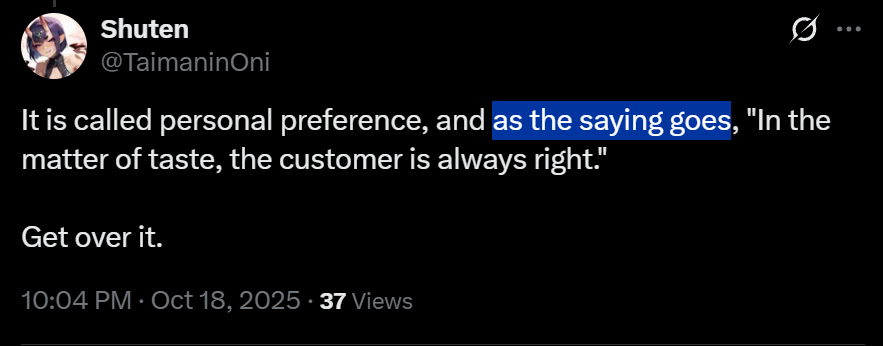 >gets mad at misphrasing a quote
>I never claimed to be citing a spoken quote
>gets mad
>cannot admit fault
>blocks
🤣