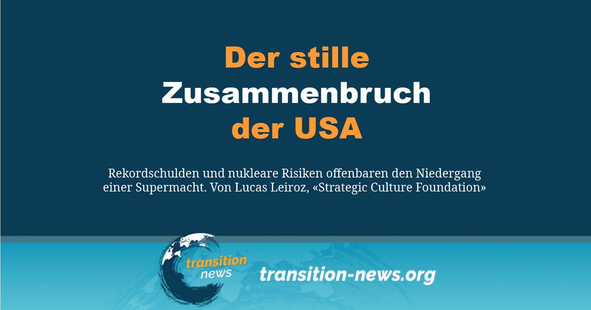 C_Transition2's tweet image. Während Washington darauf beharrt, sich als Bastion der «liberalen Weltordnung» zu präsentieren, zeigen die Grundfesten des amerikanischen Staates deutliche Anzeichen eines Zusammenbruchs.
Weiterlesen ... (transition-news.org/der-stille-zus…)
#transitionnews #USA #lucasleiroz