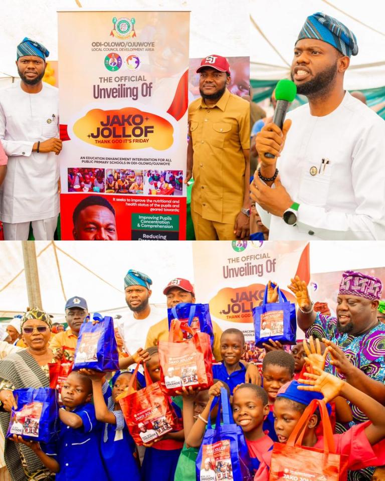 lagospidia's tweet photo. Hon @Ojfalana, LASUBEB Board Member, has commended Hon. Seyi Jakande, Chairman of Odiolowo/Ojuwoye LCDA, for launching the “Jako Jollof” school feeding initiative across 27 schools and one inclusive centre. The programme aims to enhance pupils’ nutrition, boost school attendance. https://t.co/J9i71qBTOo