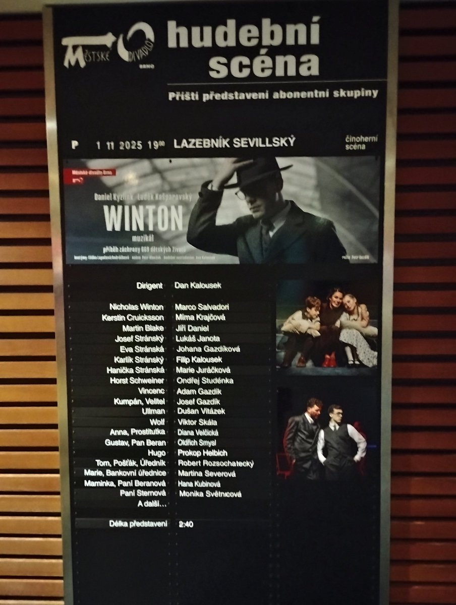 AlbetaV's tweet image. Winton, včera, premiéra Mdb Brno
Za účasti sira Nicka Wintona- syn a paní ex prezidentky  SR Čaputové
Top zážitek