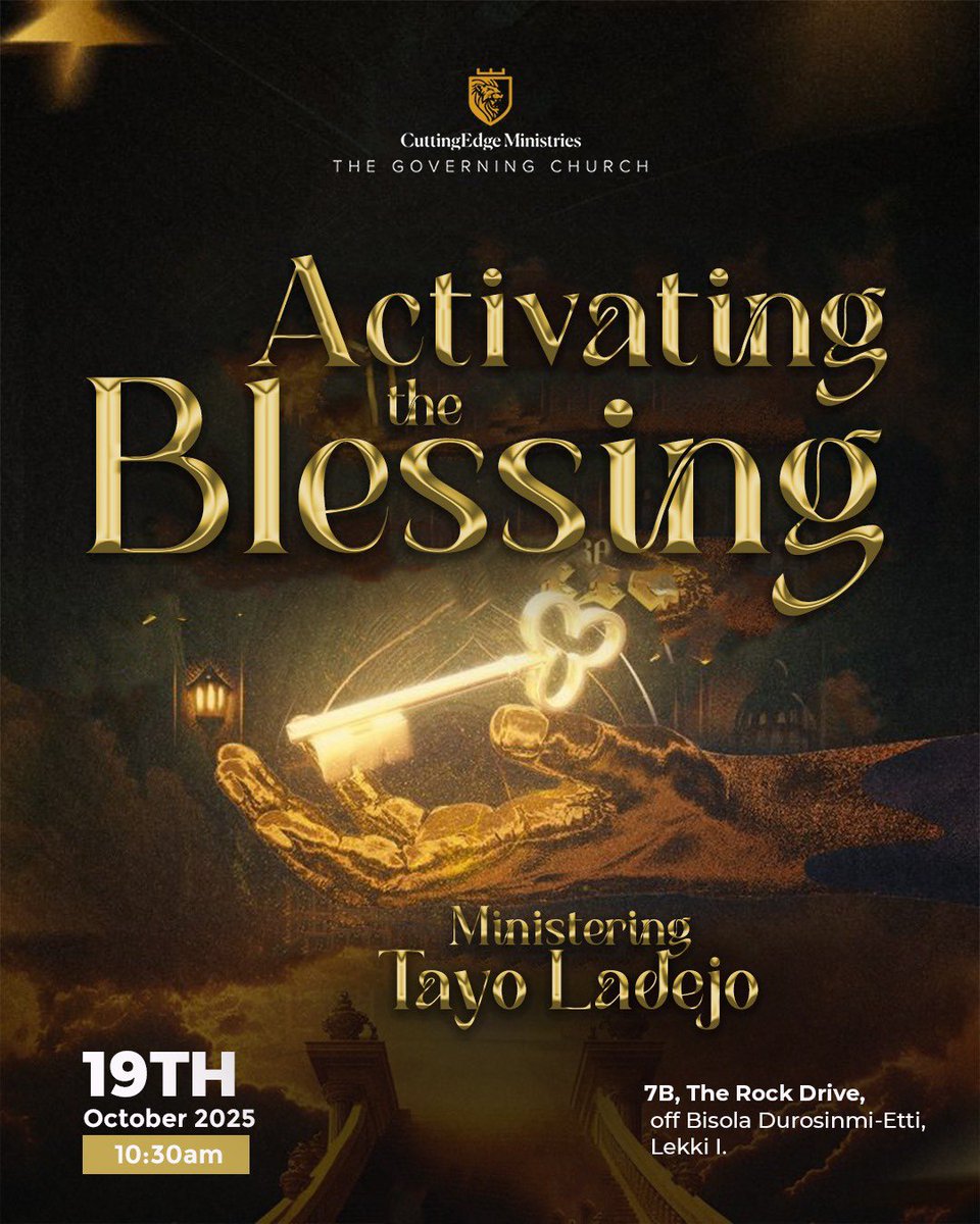 Many are asking God for a blessing, but haven’t yet stepped into the assignment where the blessing is waiting. The blessing of God is not a mystery, it’s a response to alignment.

Join us onsite by 10:30am today as Pst Tayo Ladejo bring a life-shifting sermon

#TheGoverningChurch