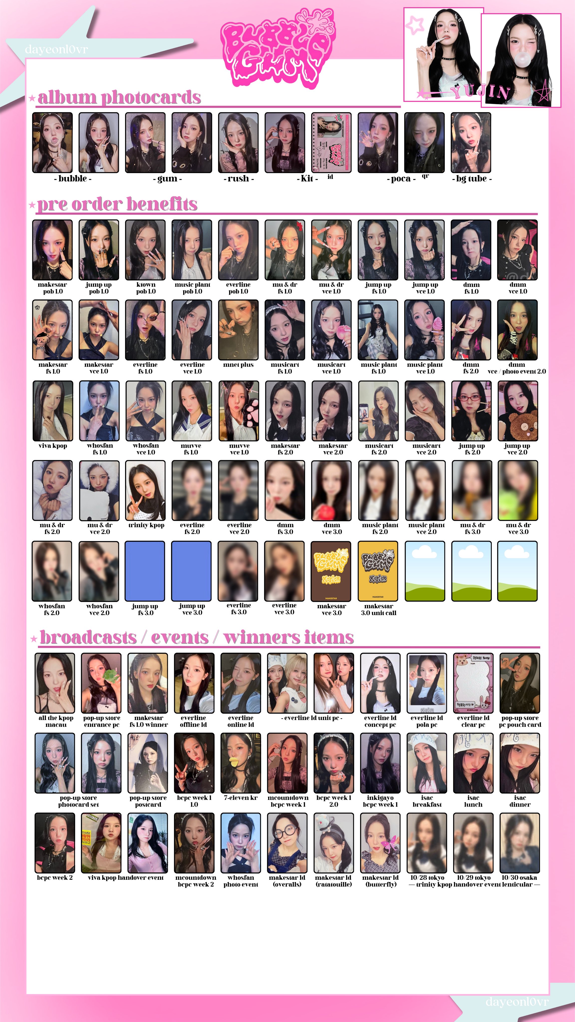 Kep1erチェヒョン直筆サイン入りチェキ ポラロイド BUBBLE GUM Kep1er