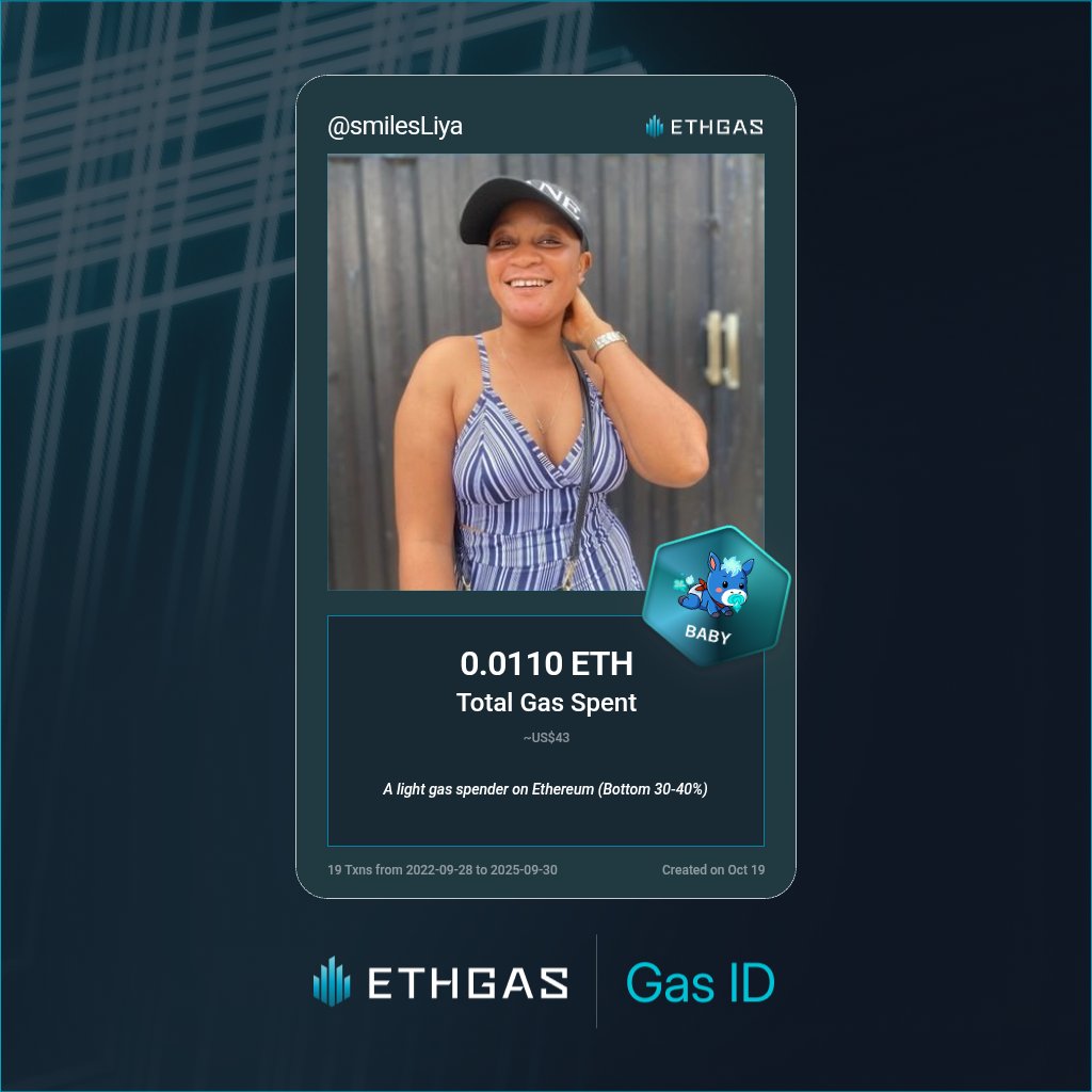 Leveled up in the Great Gas Reckoning with ETHGas! 💪

Baby Jack status: 0.011 ETH gas spent, 2 Beans earned—supporting the Gasless Future!

Claim your Gas ID at ethgas.com/community/gas-…