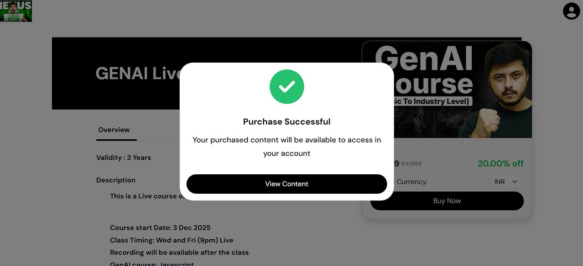 codexharshitz's tweet image. Finally Purchased✅
Excited to learn Gen AI in depth 
@rohit_negi9 #coderarmy