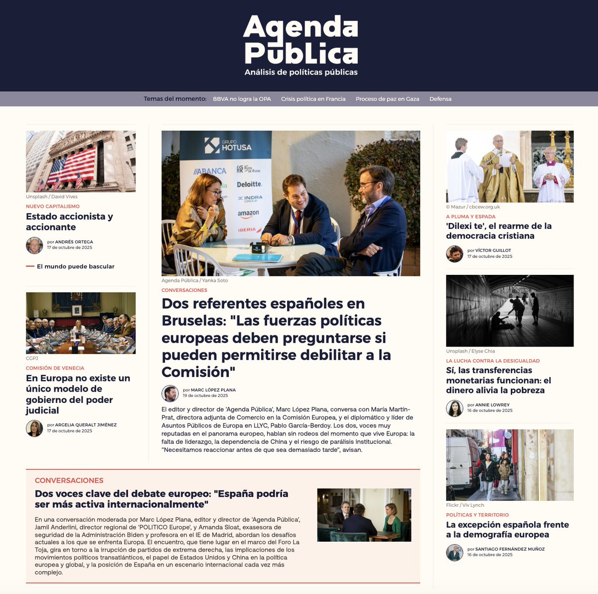 Agenda Pública (@a_publica) on Twitter photo 👋 Hoy en Agenda Pública
🧭 Dos referentes españoles en Bruselas: "Las fuerzas políticas europeas deben preguntarse si pueden permitirse debilitar a la Comisión"
La UE se juega mucho, y la conversación de hoy lo deja claro. Nuestro editor y director, <a href="/mlopezplana/">Marc López Plana</a>, reúne a María 👋 Hoy en Agenda Pública
🧭 Dos referentes españoles en Bruselas: "Las fuerzas políticas europeas deben preguntarse si pueden permitirse debilitar a la Comisión"
La UE se juega mucho, y la conversación de hoy lo deja claro. Nuestro editor y director, <a href="/mlopezplana/">Marc López Plana</a>, reúne a María