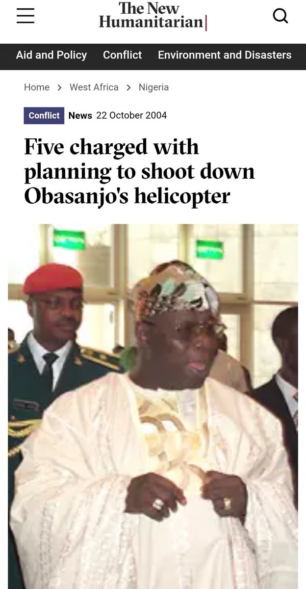 Four military officers and a civilian have been charged with plotting to kill Nigerian President Olusegun Obasanjo by shooting down his helicopter with a missile. Major Hamza Al-Mustapha, the former head of personal security of the late military ruler Sani Abacha, Lieutenant