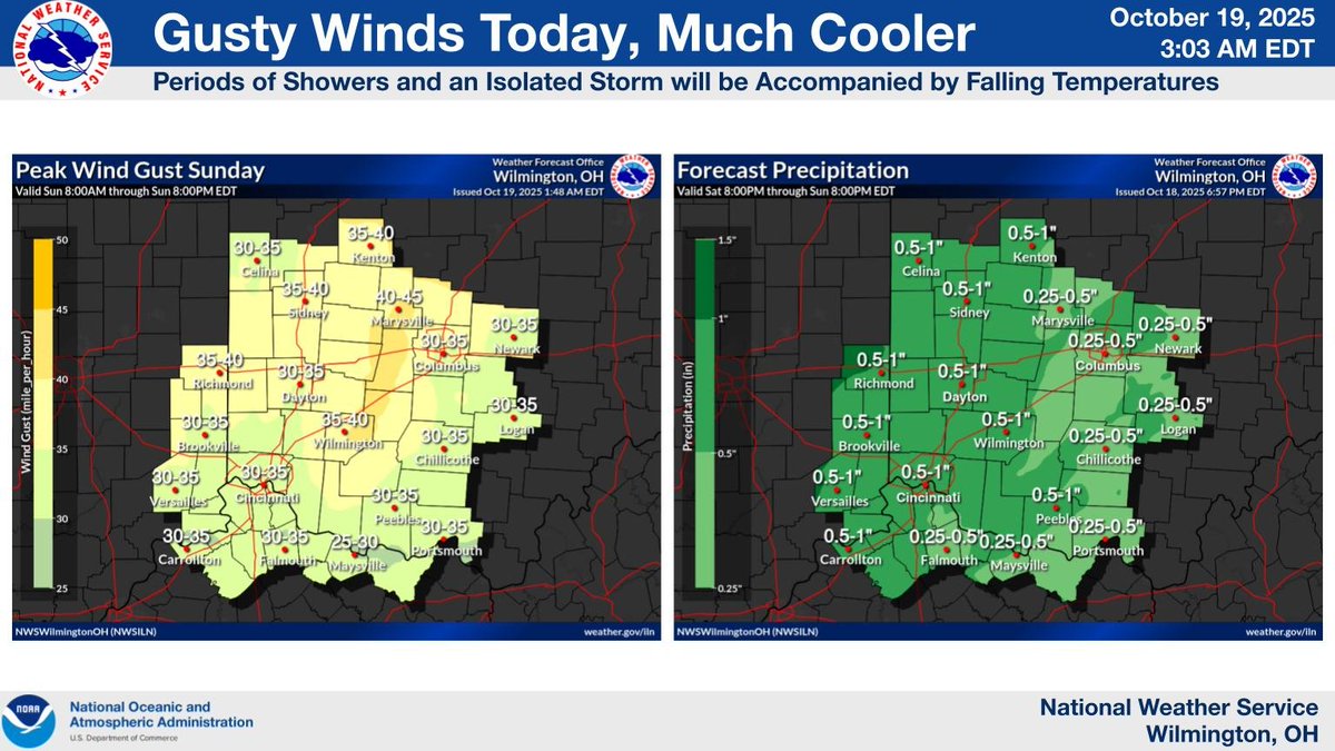 NWSILN's tweet image. Showers with gusty winds will continue this morning. After a brief lull, additional showers, gusty winds, and falling temperatures will occur from mid-afternoon through this evening.