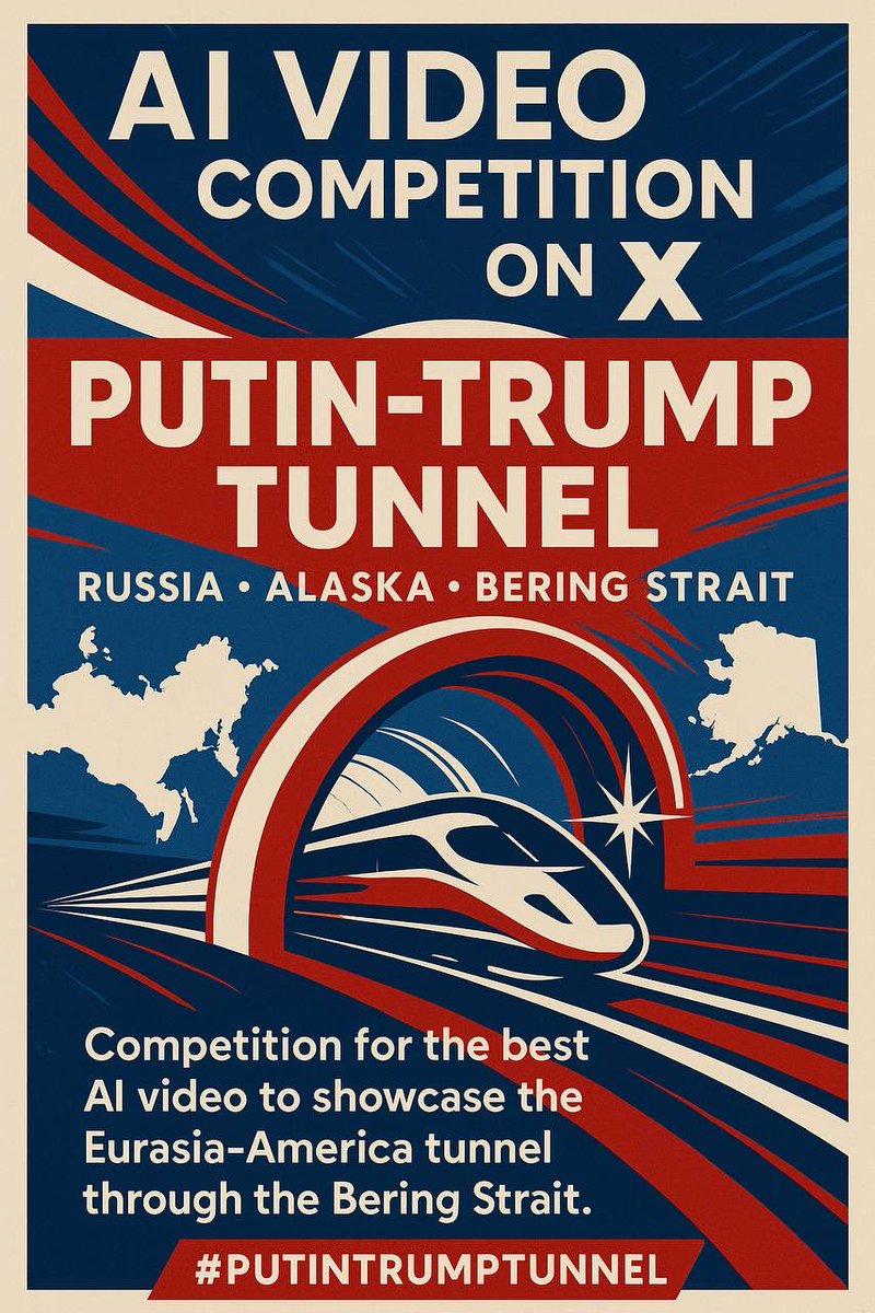 🇷🇺🇺🇸 Putin–Trump Tunnel AI Video Challenge. Create your best AI video of the Russia–Alaska tunnel, use #putintrumptunnel and repost your video below.

Winners: a 4-day trip to the Russian Far East or Alaska — or the first ride via the tunnel. ☺️