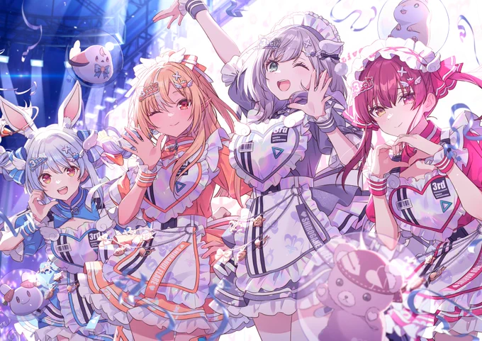 ホロライブ3期生の皆さんのライブ hololive 3rd Generation Live #きゅるるん大作戦 〜最強アイドル、推すしかないでしょ〜 のキービジュアルを描かせていただきました!ライブ今からめちゃめちゃ楽しみです…! #3期生超重大告知3D