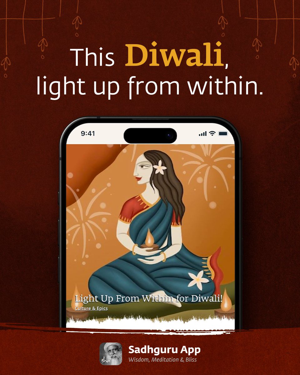 ishafoundation's tweet image. This #Diwali, light up from within through 9 free practices and 8 free meditations, available exclusively on Sadhguru App!

isha.co/sadhguru.app