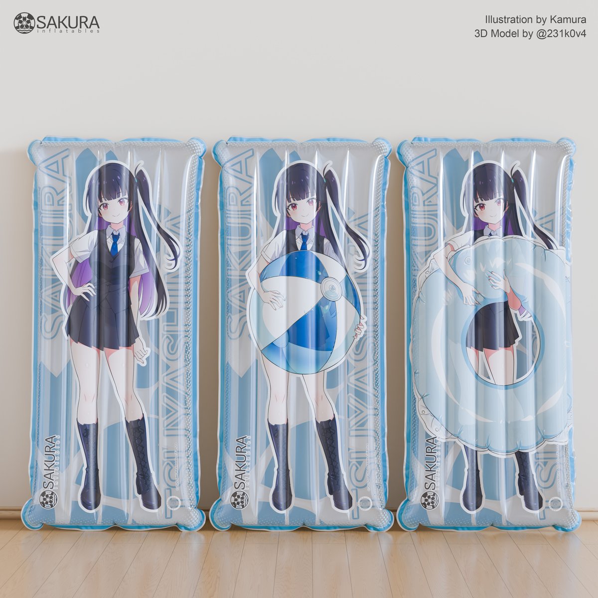 パンチングPOPとビーチマットの3Dレンダリングプレビューを公開します‼️
今回も <a href="/231k0v4/">匂坂</a> 様が金型形状からとてもリアルなモデルを起こしてくださいました❗️
それぞれ絵柄3種を並べています✨
予約は10/25(土)開始です🚀

3D rendering previews for the Punching POP and Beach Mat are here!!
Once